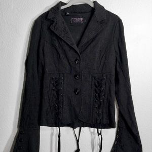 tripp nyc gothic brocade lace-up corset jacket